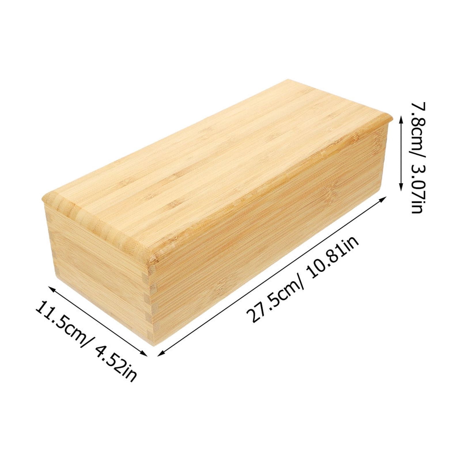 FRCOLOR Bamboo Drawer Organizer Storage Box with Lid for Kitchen Silverware Tray Utensil Organizer Cutlery Holder Containers