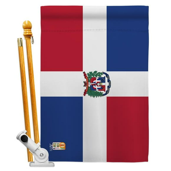Americana Home & Garden AA-CY-HS-140070-IP-BO-D-US18-AG 28 x 40 in. Dominican Republic Flags of the World Nationality Impressions Decorative Vertical Double Sided House Flag Set & Pole Bracket Hardwar