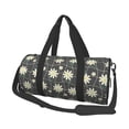 thumbnail image 2 of Xecao Daisies Flowers print Round Travel Duffel Bag is a foldable gym bag with an inner pocket, perfect for travel sports, 2 of 8