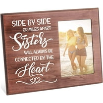 Side By Side or Miles Apart Sister Will Always be Connected By The Heart Sister Wooden Picture Frame 4x6 Inch Unique Photo Frame Going Away Birthday Gifts for Sister Friends