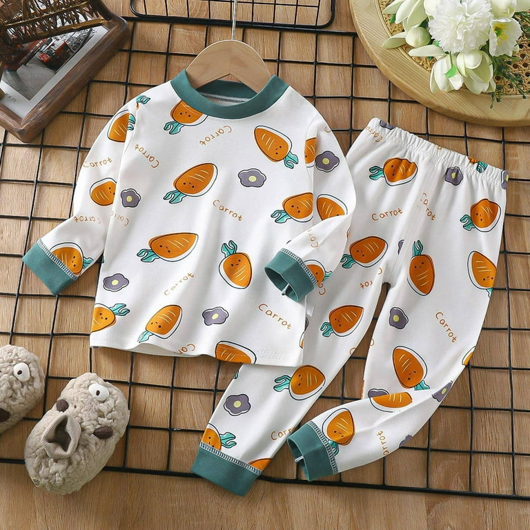PMUYBHF Baby Gifts for Boys 18-24 Months Autumn Christmas Children's  Underwear set Cotton Baby Cotton Warm Boys and Girls Long Sleeve Pajamas  White