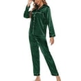 thumbnail image 2 of Rewera Women's Pajama Set 2 Pieces Loungewear Long Sleeves Top Pants Polyester Clothing Green S, 2 of 5