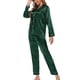 thumbnail image 3 of Conjunto De Pijama Para Mujer, Ropa De Descanso Para Mujer, Poliéster De Mangas Largas De Ajuste Suave Para El Hogar ANGGREK Verde M, 3 of 5