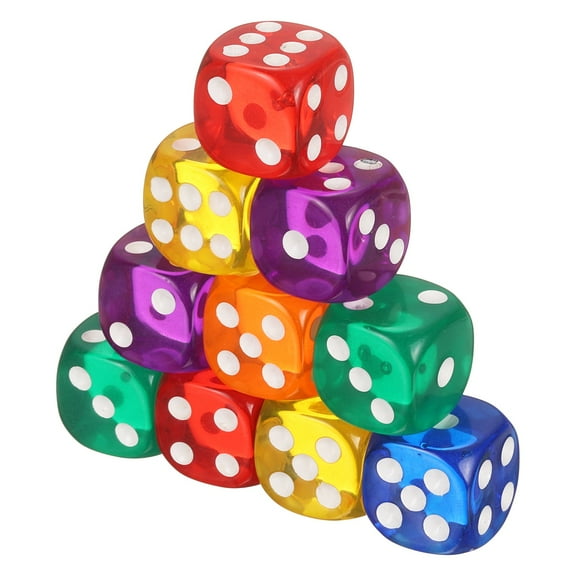 36Pcs Translucent Polyhedral Dice 16mm Square Dice W Rounded Edge, 6 Colors