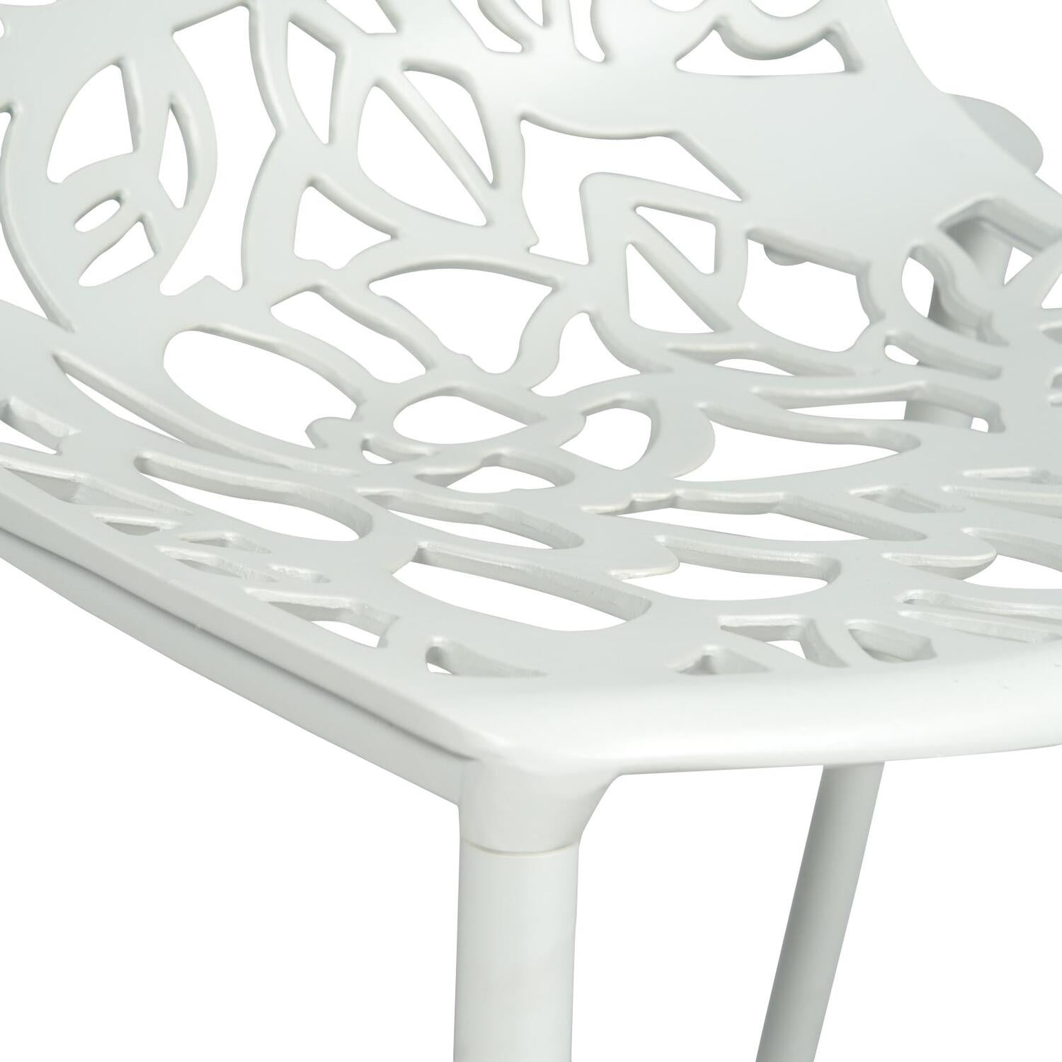 Stackable Dining Chairs - Aluminum Patio Side Chairs - Indoor Outdoor Kitchen Chairs - Set of 4 - White