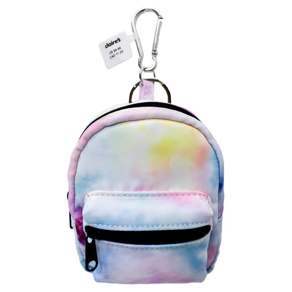 "Claire's Girls Rainbow Tie Dye Mini Backpack Keychain, Cute Gift, 76085"