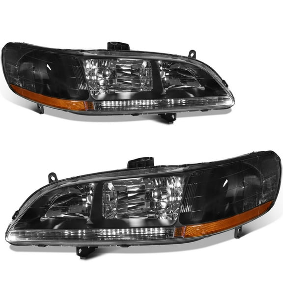 AUTOMUTO Headlight Assembly Black Housing Amber Corner Clear Lens for Honda Accord 1998-2002 33101S84A01 33151S84A01 33101S84A02 33151S84A02