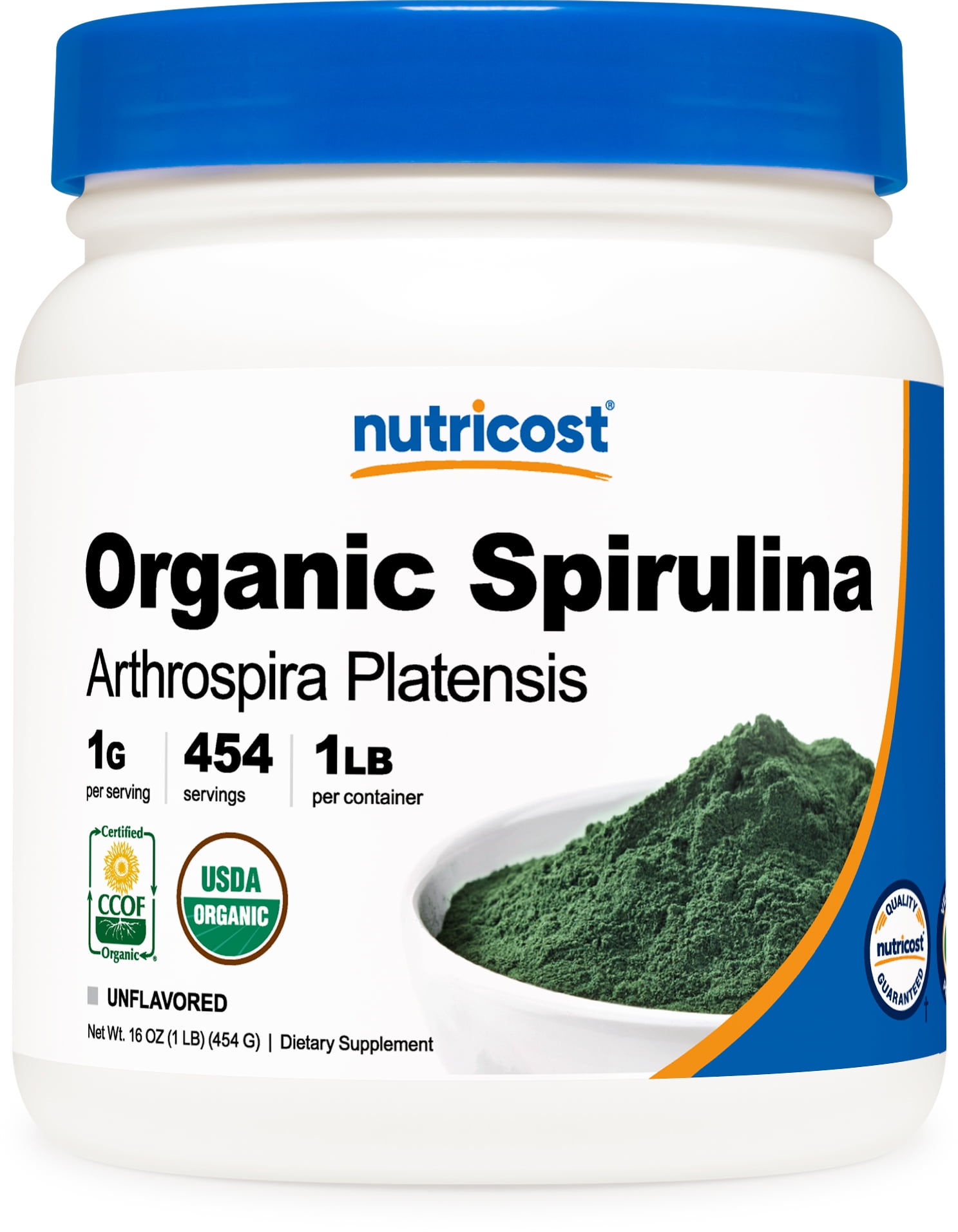 Nutricost Organic Spirulina Powder 1 LB - 1g Per Serving, 454 Servings