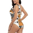 thumbnail image 4 of Pofeuu Funny Cats Print Women's One Piece Swimsuits One Shoulder Swimwear Asymmetric Ruffle Monokinis Bathing Suits-Large, 4 of 6