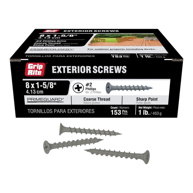 Tornillos Grip-Rite PTN158S1, 4,13 cm, grises, 153 unidades
