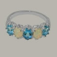 thumbnail image 6 of LBG British Made 10k White Gold Natural Blue Topaz & Opal Womens Eternity Ring - 33 size options - Size 11.25, 6 of 8