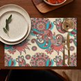 thumbnail image 4 of Durable Paisley Placemats Set of 6, Flax Linen Table Mats Featuring Artistic Bohemian Floral and Mandala Designs, Heat Resistant and Wrinkle Free, 4 of 5