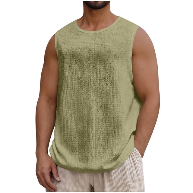 Bocqde Débardeurs d'Entraînement pour Hommes, T-Shirts de Musculation Décontractés Unis Sans Manches Col Rond Blouses