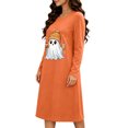 thumbnail image 5 of Taqqpue Womens Cotton Sleep Dress Long Sleeves Crew Neck Halloween Skeleton Print Loose Knee Length Nightshirt Casual Oversized Lounge Pullover Nightgown for Women Plus Size, 5 of 7