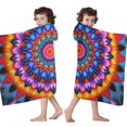 thumbnail image 4 of Colorful Tie Dye Peacock Mandala Pattern Hooded Bath Towel，60"x35" for Ages 3 To 12 Kids, Quick Dry Lightweight Soft Microfiber Hood Beach Towel Cover Up for Kids, 4 of 7