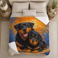 thumbnail image 5 of Rottweiler Pair Sofa Autumn, Cozy Pet Portrait Pattern, Warm Flannel Blanket for Living Room and Bedroom with Detailed Artwork, Dog Lovers Thanksgiving Gift, Pet Lover Home Decor, 5 of 9