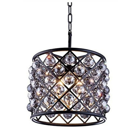 Urban Classic Madison 4 Light Matte Black Pendant Silver Shade (Grey) Royal Cut Crystal