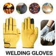 thumbnail image 2 of Genuine Sheepskin Leather Work Gloves, Durable Cut-Resistant High-Temp Resistant Hand Protection for Welding, Gardening, Riding, & Heavy Duty Handling, Orange & White, 2 of 8