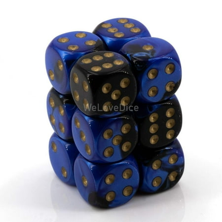 DND Dice Set-Chessex D&D Dice-16mm Gemini Black, Blue, and Gold Plastic Polyhedral Dice Set-Dungeons and Dragons Dice Includes 12 Dice – D6,Various,CHX26635
