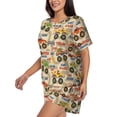 thumbnail image 2 of Wukai Animal Truck Women's Pajama Set,Short-Sleeve Top and Shorts with Elastic Waistband and Pockets for Loungewear, Yoga, and Casual Wear-Small, 2 of 8