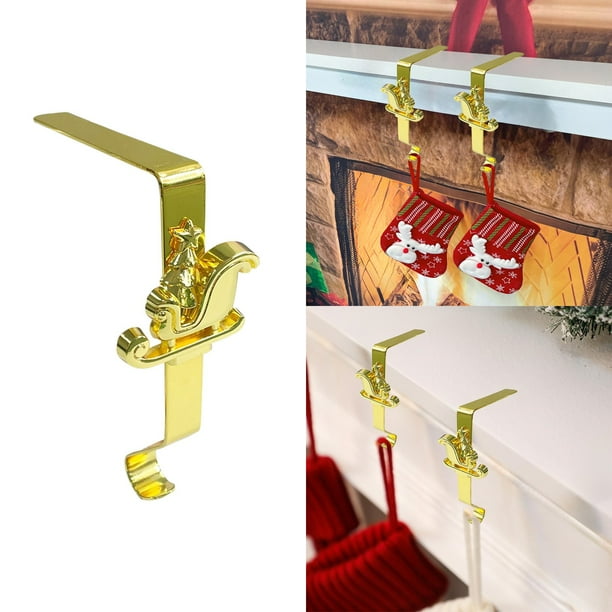 Ganchos navideños para calcetines y coronas | Soporte para colgar en la puerta para decoraciones navideñas | Gancho colgante de acero resistente para calcetines, adornos y guirnaldas
