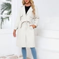 thumbnail image 3 of SWSMCLT Women's Vegan Leather Trench Coat Fall Single Breasted Outerwear Winter Slim Fit Long Coats Fashion Thick Knee Length Jackets Soft Beige 8-10, 3 of 5