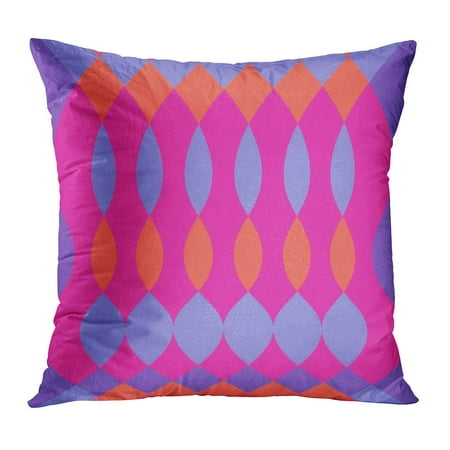 Fuschia Pillow Cases ECCOT Color Abstract Colorful Psychedelic Pattern Oval and Diamond Shapes Fuschia Purple Orange Creative Funky Pillowcase Pillow Cover Cushion Case 20x20 inch ()