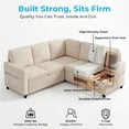 thumbnail image 3 of PUREMIND 82.3"W Corduroy Sectional Sleeper Sofa, Pull Out Couch Bed with Storage and Cup Holder, L-Shaped Couch for Living Room/Apartment, Beige, 3 of 8