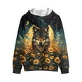 thumbnail image 2 of Uorisanigo Zip Up Sweatshirt Hooded Hoodies for Boys and Girls Sunflower Wolf Hooded Sweatshirts Casual Athletic Tops Long Sleeve Coat School Birthday Party Daily, 2 of 7