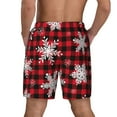 thumbnail image 4 of Gaeub Snowflakes On A Buffalo Plaid Mens Swim Trunks Stretch Beach Shorts Quick Dry for Men Swim Shorts Swimwear with Pockets- 3X-Large, 4 of 9