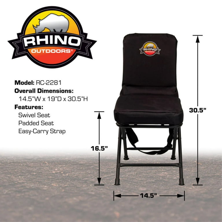 Rhino Blinds RC-2281 Padded Swivel Hunting Chair - 360 Degree Silent Swivel, Portable Foldable, 17-Inch Seat Height