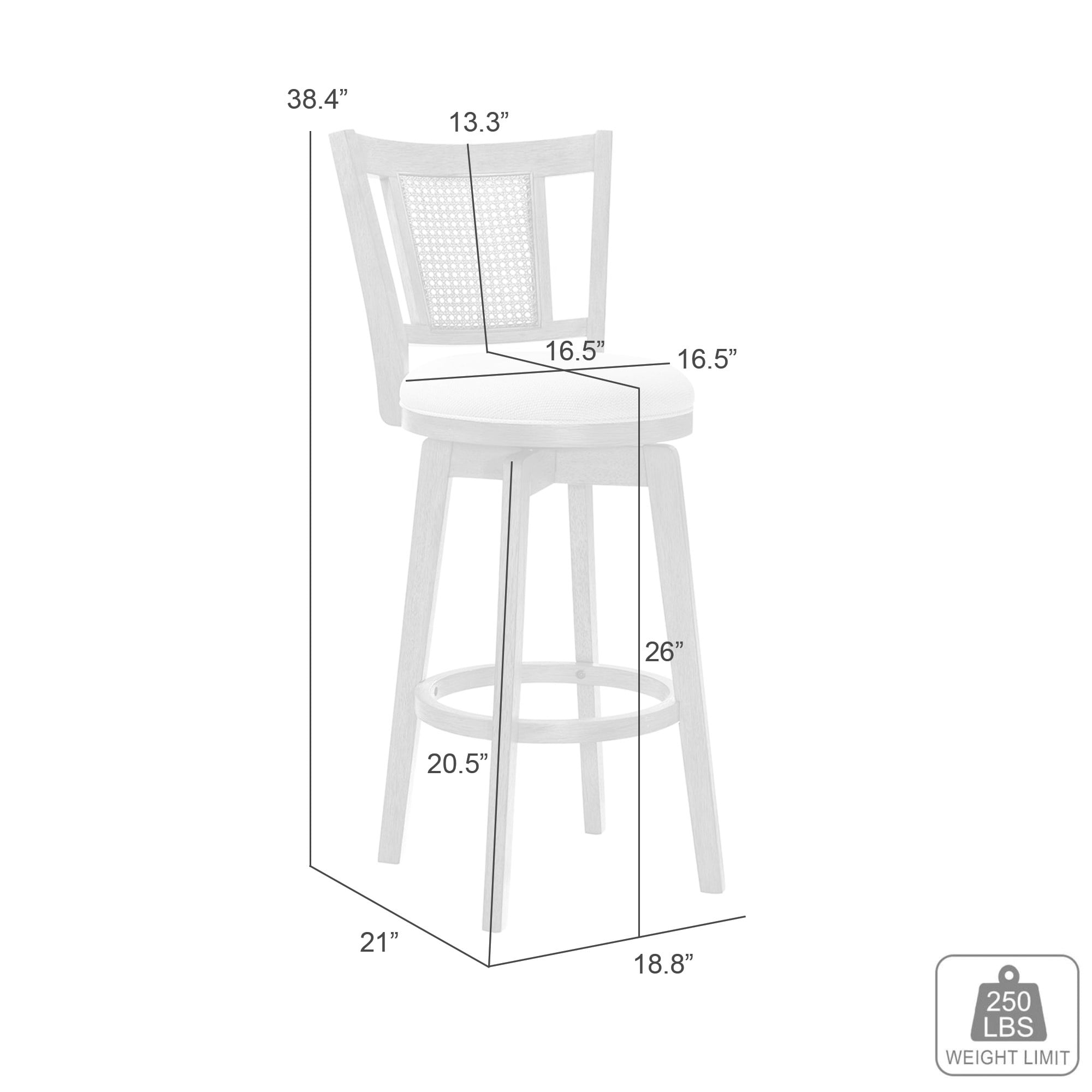 Armen living Isla 26 in. Putty Brown Counter Height Rubberwood Swivel Barstool with Cream Fabric Seat