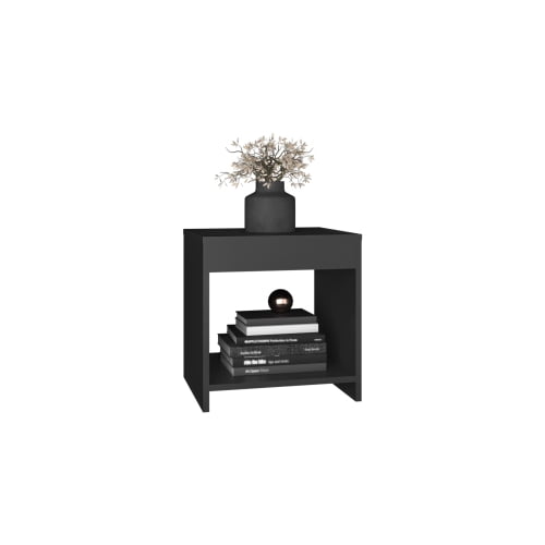 Dtwnek Wood End Table Beside Table with Open Shelf, Modern Nightstand for Living Room, Bedroom, Black