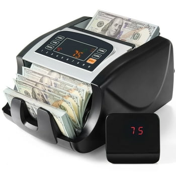 Gasky Money Counter Machine with UV/MG/IR Image Counterfeit Detection, Large LED Display for Bill Counter with Abundant Accessories,with Portable Handle, Black