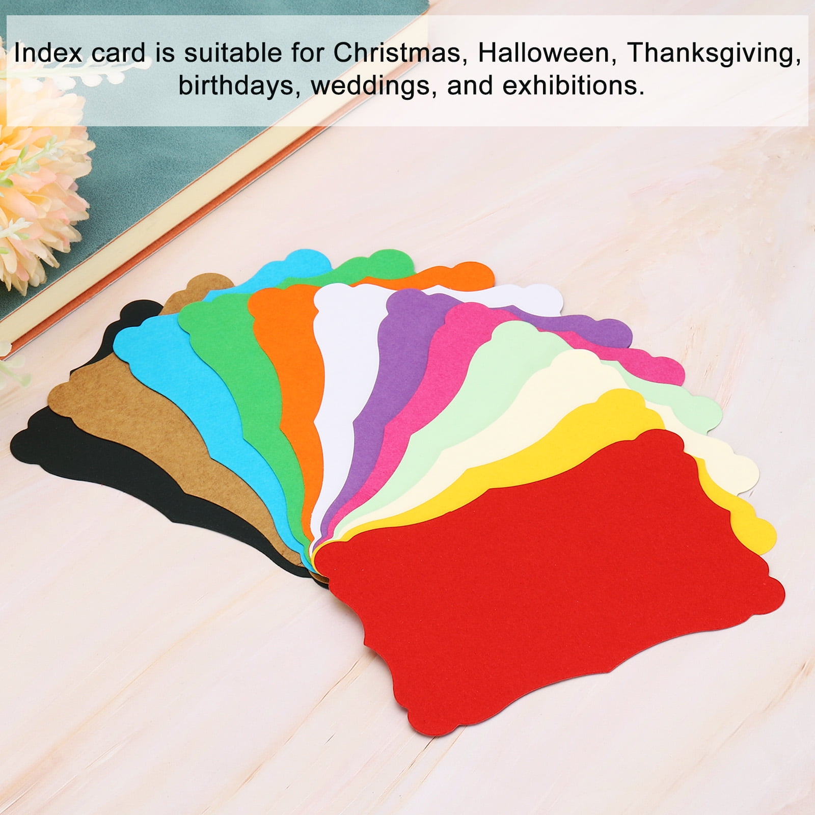 3.7"x2.4" Mini Envelopes with Blank Paper Business Cards, 200 Pack Small Index Flash Cards Words, Colorful