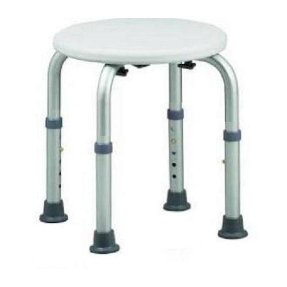 Healthline Trading Round Stool Bath Bench Adjustable Height, Lightweight Compact and Small Chair for Shower, with Non-Slip Seat, White