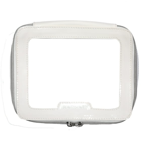BEAUTYSPACE White Color Piped Clear Travel Bag