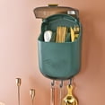 thumbnail image 4 of 3 Compartments Large Capacity Draining Utensil Storage Box With Cover Kitchen Utensil Holder for Countertop,Wall Mounted Chopsticks Holder Dust Prevention[Green], 4 of 9