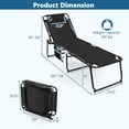 thumbnail image 4 of Costway Folding Lounge Chaise 16'' High Recline Chair W/Adjustable Backrest and Footrest Black, 4 of 9