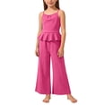 thumbnail image 2 of ATOGUTA Girls 2 Piece Outfits Summer Sleeveless Ruffle Tank Top Wide Leg Pant Set Size 4T-15 Casual Summer Daily Hot Pink, 2 of 8