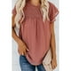 thumbnail image 2 of Camiseta holgada de punto suizo fruncida con manga aleteo superior de verano para mujer para uso diario, 2 of 5