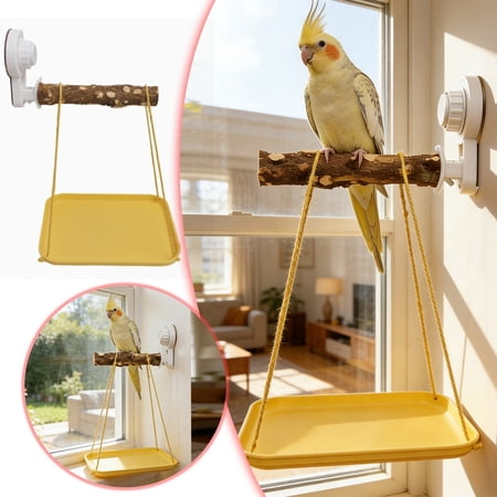 Parrot Suction Cup Stand for Enrichment with Tooth Grinding Rod Ideal for Birds and Interactive Play in Indoor Spaces