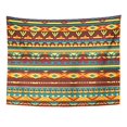 thumbnail image 1 of JSDART Colorful Abstract Ethnic Tribal Motives Yellow Orange Brown Blue and Burgundy Colors Striped Pattern Wall Art Hanging Tapestry Home Decor for Living Room Bedroom Dorm 51x60 inch, 1 of 1