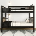 thumbnail image 2 of Max & Lily Bunk Bed, Scandinavian Solid Wood Twin over Twin Bunk Beds for Kids, Black/Blonde, 2 of 10