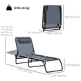 thumbnail image 2 of Grey Outdoor Folding Lounge Chair - Adjustable Chaise for Beach, Patio & Camping - Steel Frame, Breathable Mesh, 74” L x 23” W, 2 of 7