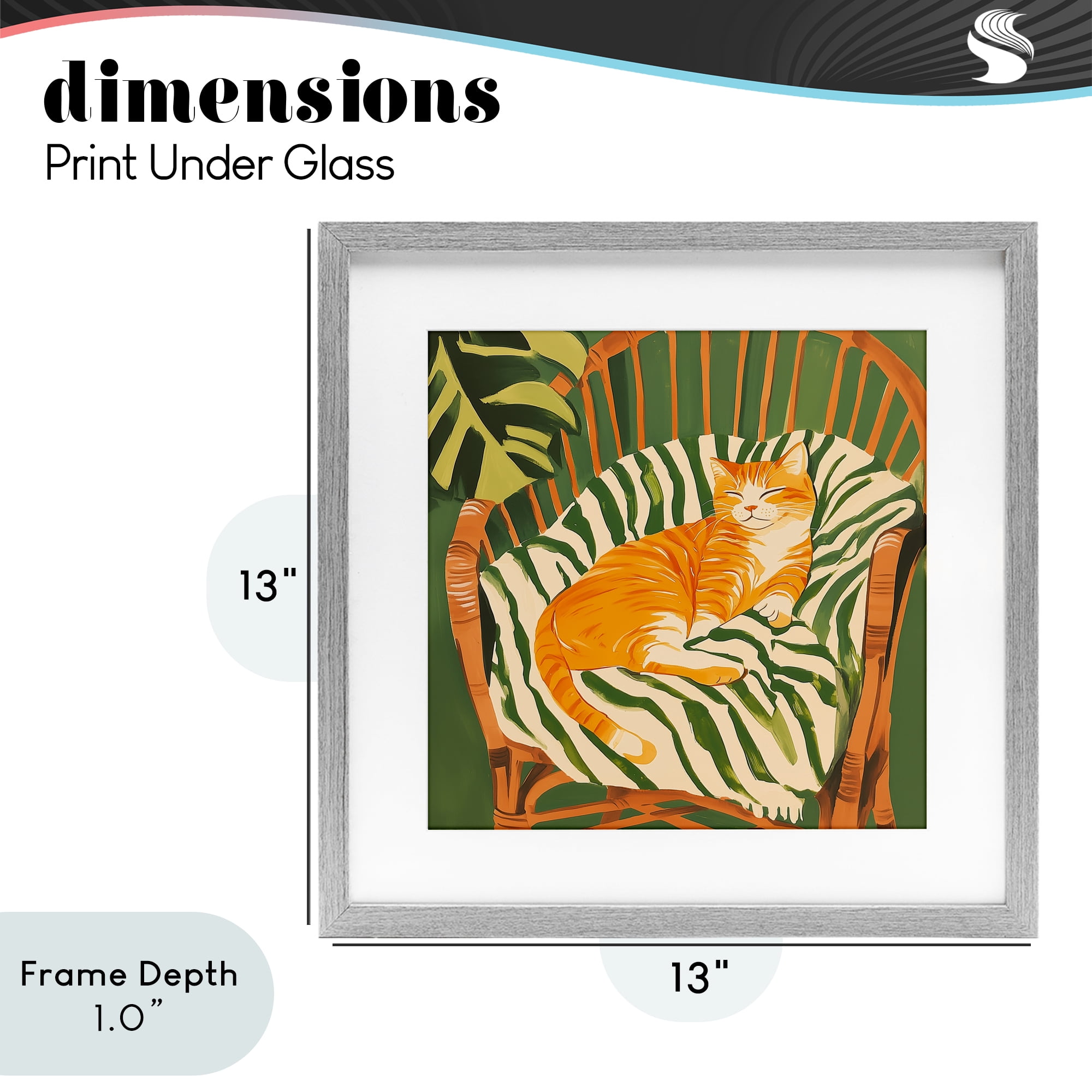 Stupell Industries Orange Cat in Rattan Chair Gray Framed Print Under Glass, design by Walker Noble