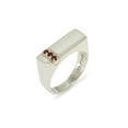 thumbnail image 1 of LBG British Made 9k White Gold Natural Garnet Mens Band Ring - 25 size options - Size 11, 1 of 6