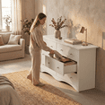 thumbnail image 6 of Homall 6 Drawer Double Dresser, Modern Chest of Drawers, Wood Storage Cabinet for Bedroom & Living Room, White, 6 of 7