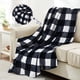 thumbnail image 5 of Frazada Manta de forro polar a cuadros de doble cara,suave,de poliéster,tipo franela,para sofá,oficina,cama o sillón (negra,1 pieza) Rkxzt, 5 of 8