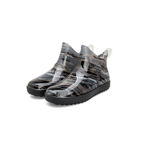 

Daeful Womens Garden Shoes Lightweight Rain Boots Wide-Calf Waterproof Booties Raining Round Toe Camouflage Slip Resistant Rainboot Camouflage Gray 41 Men